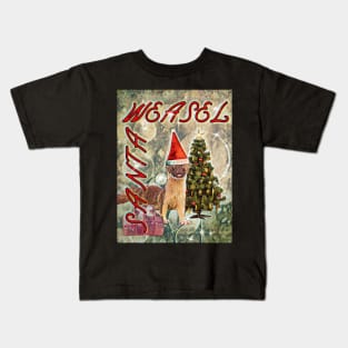 Santa Wiesel Christmas tree gift Kids T-Shirt